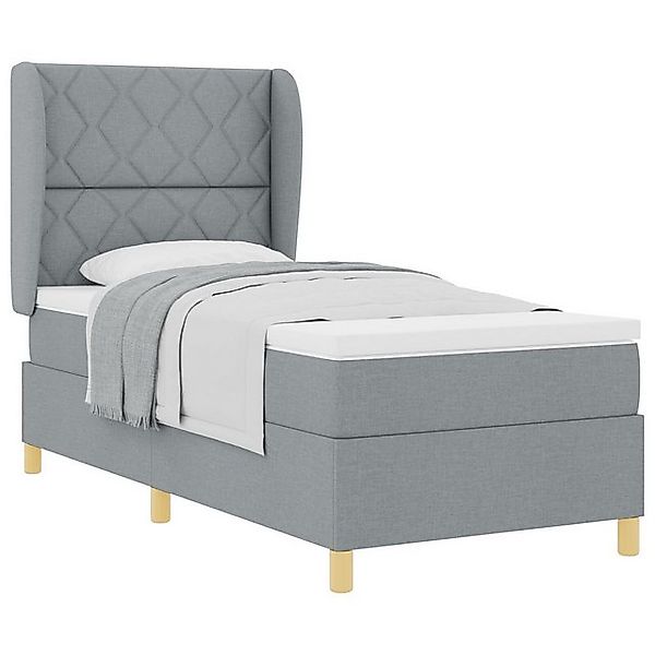 vidaXL Bett Boxspringbett mit Matratze Hellgrau 90x200 cm Stoff (1-tlg) günstig online kaufen