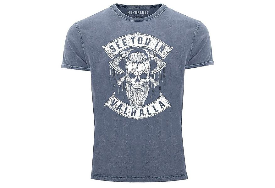 Neverless Print-Shirt Herren Vintage Shirt See You in Valhalla Wikinger Tot günstig online kaufen