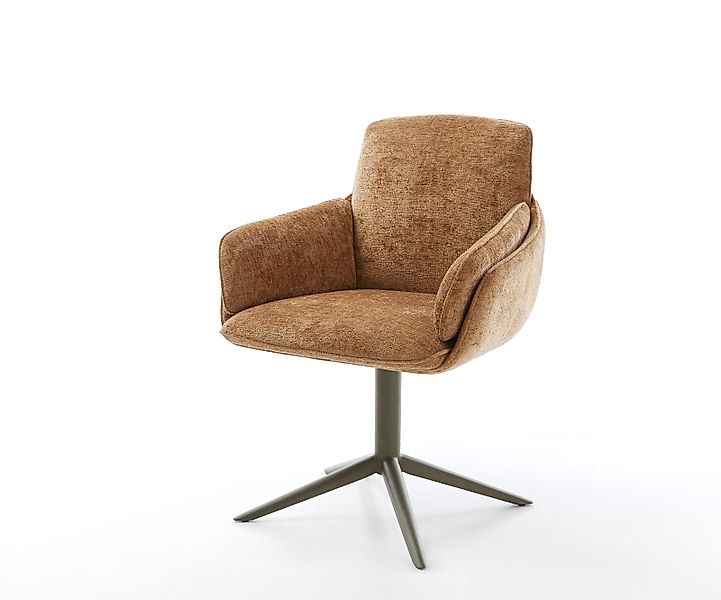 Drehstuhl Luan-Flex mit Armlehnen Chenille Rost Fußkreuz Schwarz 360° drehb günstig online kaufen