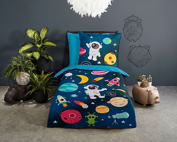 PURE luxury collection Kinderbettwäsche "Planets" 2 Stk. tlg. 135x200, Pfle günstig online kaufen