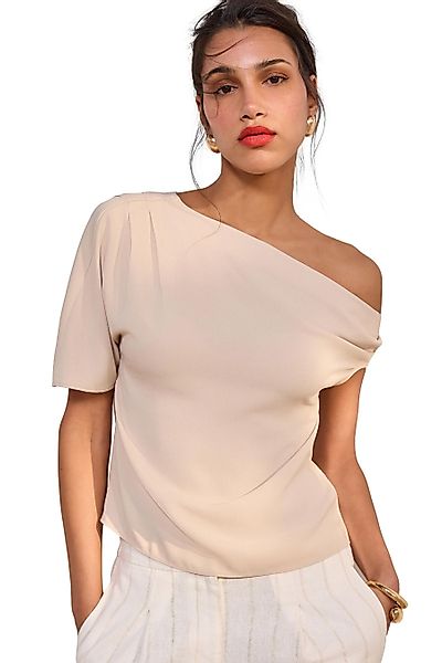 Next Shirtbluse Kurzarm-Oberteil mit asymmetrischer Drapierung günstig online kaufen