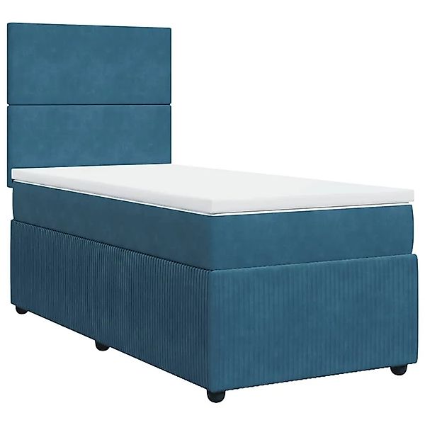 vidaXL Boxspringbett mit Matratze Blau 100x200 cm Samt 3294560 günstig online kaufen