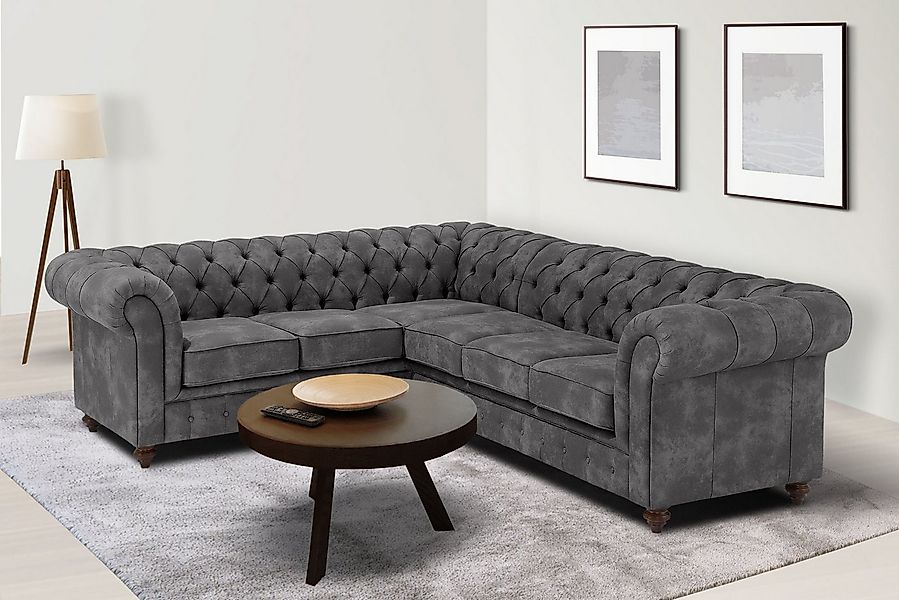 Home affaire Chesterfield-Sofa Chesterfield Ecksofa, auch in Leder L-Form, günstig online kaufen
