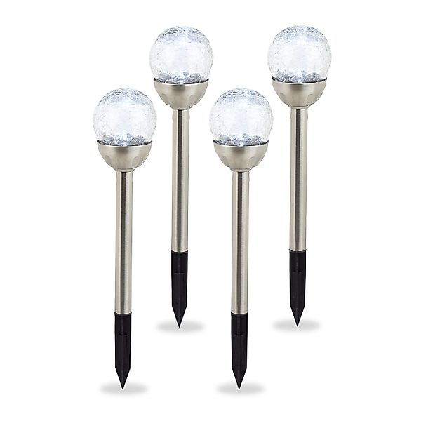 relaxdays Gartenleuchte Glaskugel 4er Set, Farbwechsel günstig online kaufen