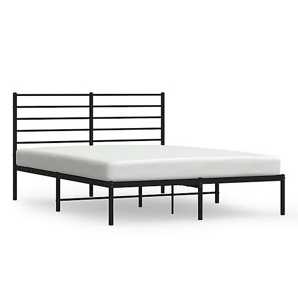 vidaXL Bettgestell, Bettrahmen mit Kopfteil Metall Schwarz 135x190 cm günstig online kaufen