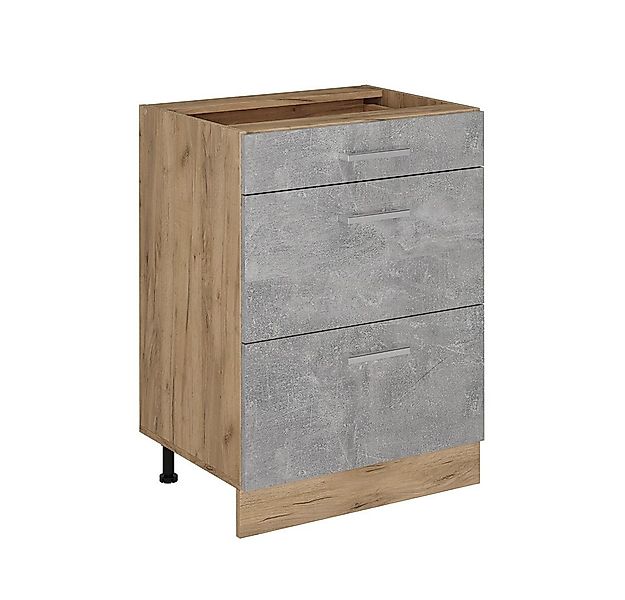 Vicco Unterschrank R-Line, Beton/Goldkraft Eiche, 60 cm mit Schubladen, ohn günstig online kaufen