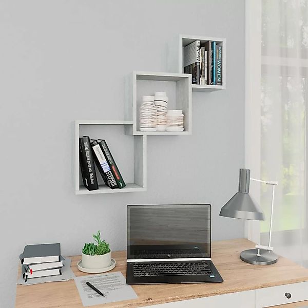 vidaXL Regal Würfel-Wandregale Betongrau 68x15x68 cm günstig online kaufen