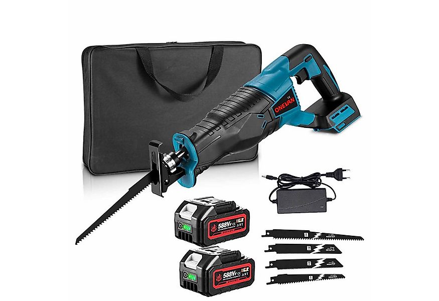 ONEVAN Akku-Säbelsäge Elektrische Reciprosäge mit 4 Sägeblättern, 2 Akkus & günstig online kaufen