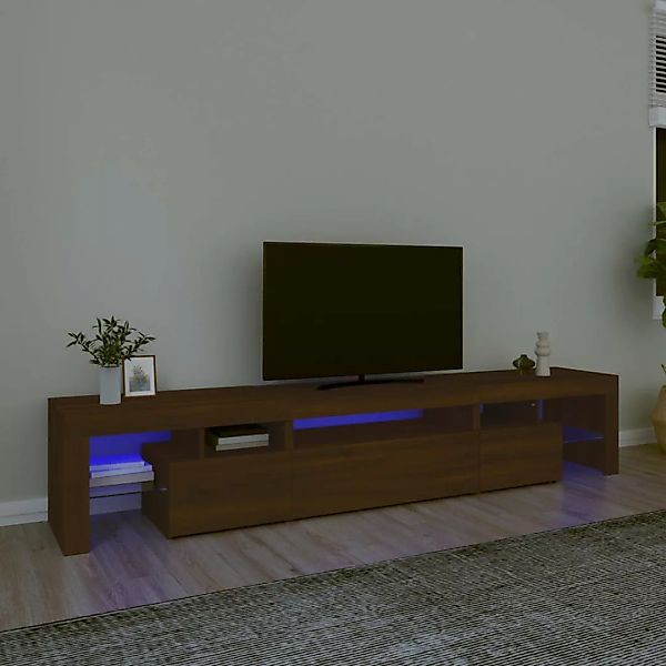 Vidaxl Tv-schrank Mit Led-leuchten Braun Eichen-optik 215x36,5x40 Cm günstig online kaufen