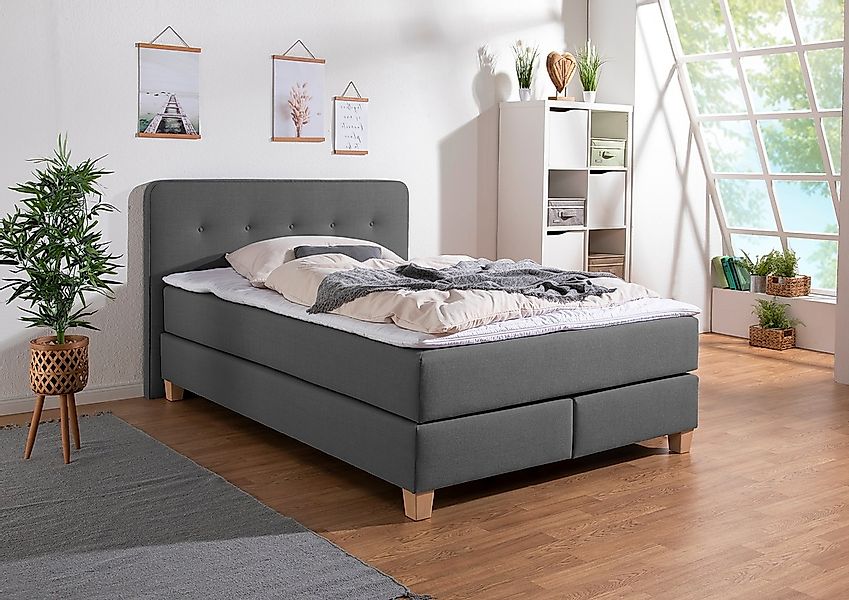 Home affaire Boxspringbett "Fargo", inkl. Topper, in 3 Matratzenarten, in S günstig online kaufen