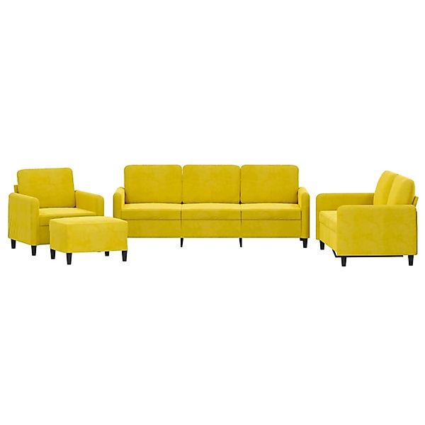 vidaXL 4-Tlg Sofagarnitur Gelb Samt 3201950 günstig online kaufen