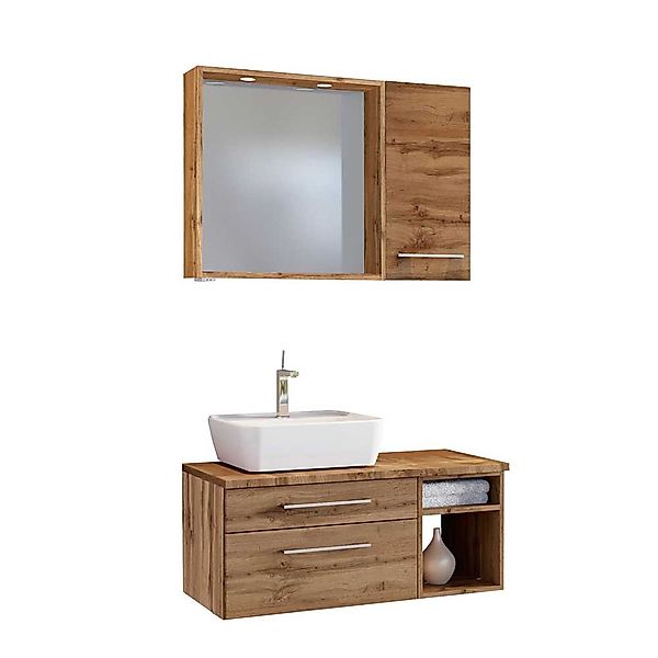 Wandmontage Badezimmermöbel in Wildeichefarben modern (dreiteilig) günstig online kaufen
