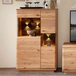 Holzwohnwand teilmassiv in modernem Design 140 cm hoch (dreiteilig) günstig online kaufen