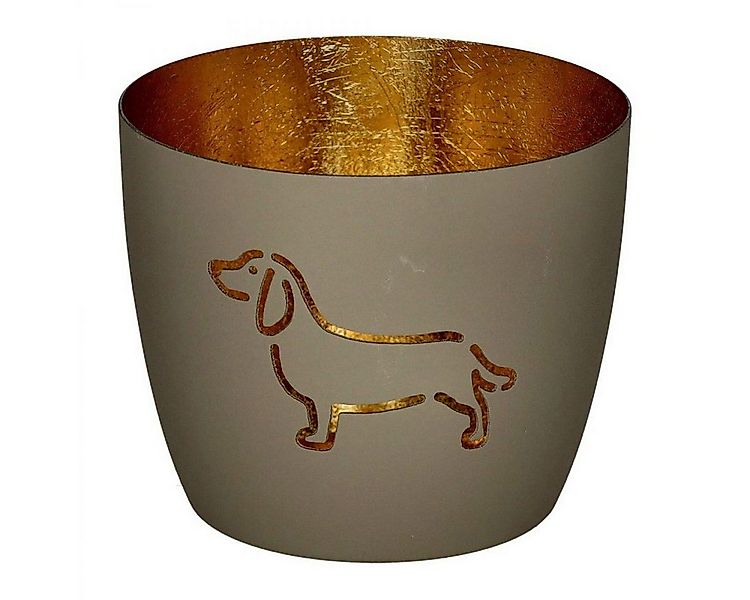 Giftcompany Kerzenhalter Windlicht Madras Dackel Sandstone Gold günstig online kaufen