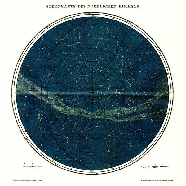 Poster / Leinwandbild - Sternkarte Des Nördliche Himmels günstig online kaufen