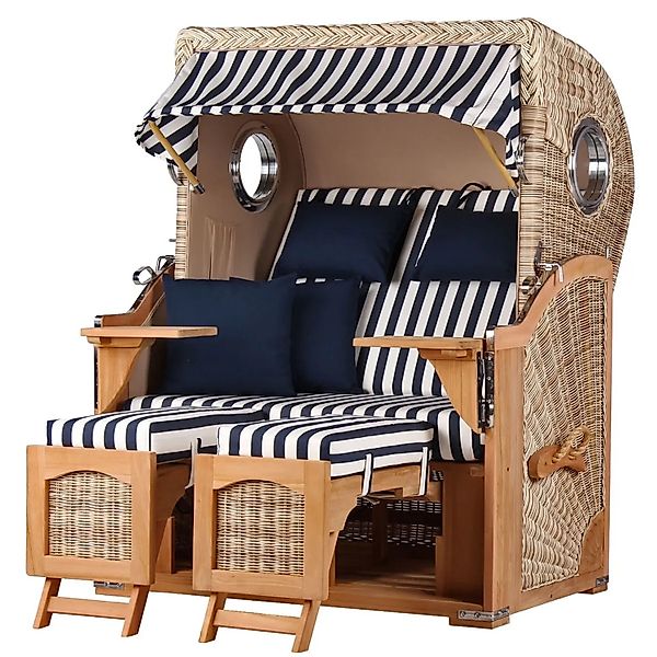 bene,iving Strandkorb Komplettset Ammersee Teak Bullauge PE Shell Modell 51 günstig online kaufen