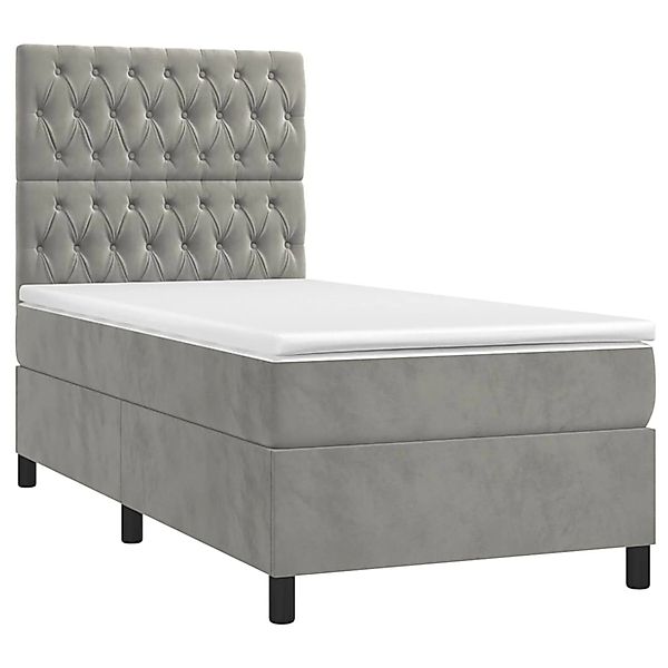 vidaXL Boxspringbett mit Matratze & LED Hellgrau 90x200 cm Samt 3136281 günstig online kaufen