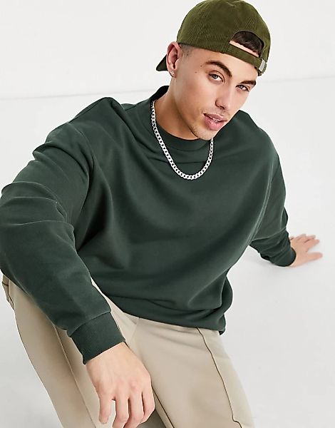 ASOS DESIGN – Oversize-Sweatshirt in Dunkelgrün günstig online kaufen