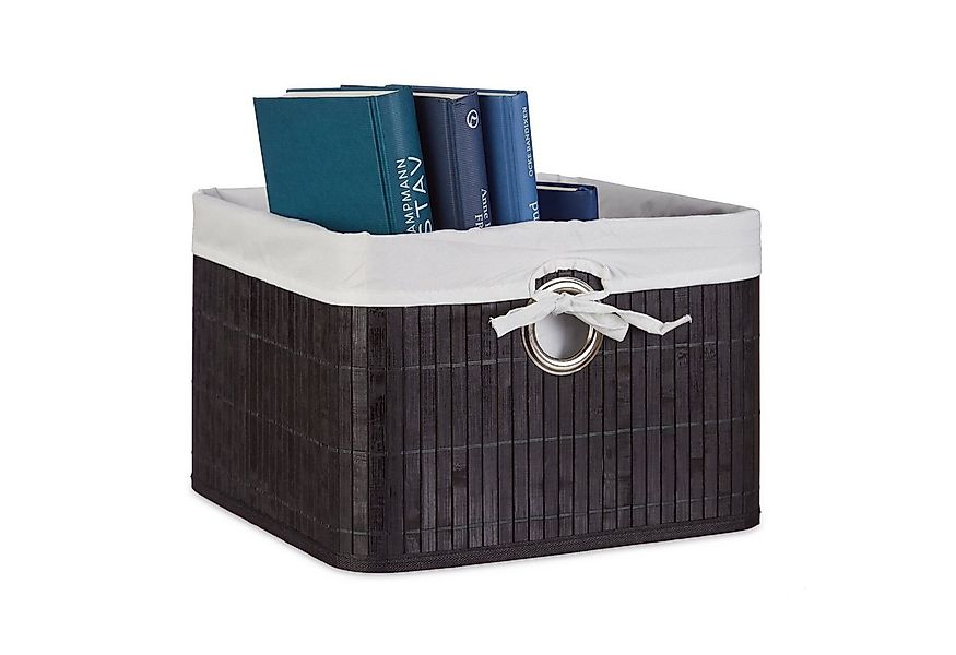 relaxdays Aufbewahrungskorb Bambus, schwarz günstig online kaufen