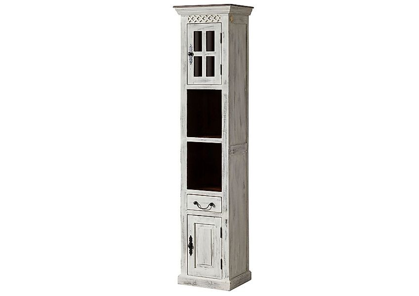 Massivmoebel24 Badmöbel-Set, (Mango / Akazie 44x35x188 weiß gewachst CASTLE günstig online kaufen