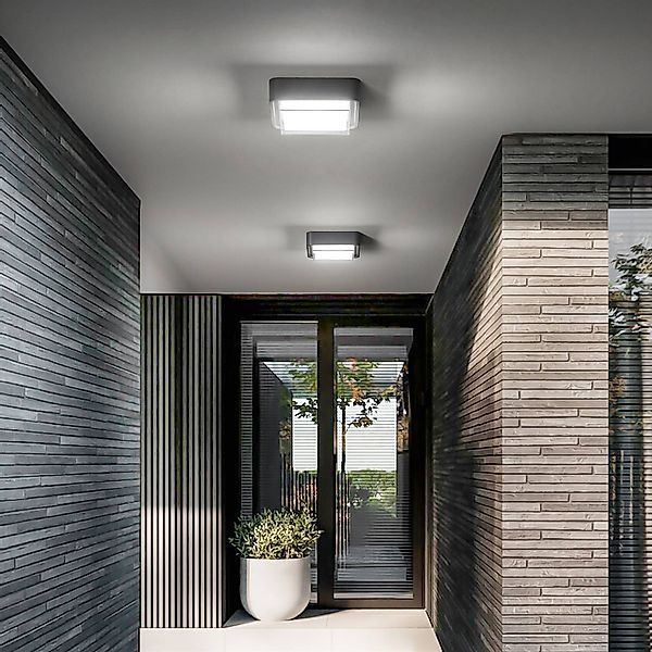 LED-Außendeckenleuchte Diuk, dunkelgrau, Metall, IP65 günstig online kaufen