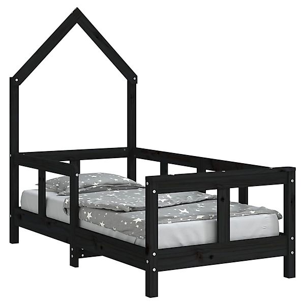 vidaXL Kinderbett Schwarz 70x140 cm Massivholz Kiefer 834557 günstig online kaufen