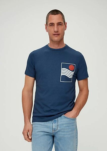 s.Oliver Kurzarmshirt T-Shirt aus Leinenmix Artwork günstig online kaufen