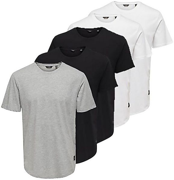 ONLY & SONS Rundhalsshirt ONSMATT LONGY SS TEE 5-PACK (Packung, 5-tlg) günstig online kaufen