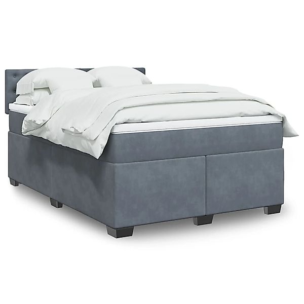 vidaXL Boxspringbett mit Matratze Dunkelgrau 140x200 cm Samt 3288643 günstig online kaufen