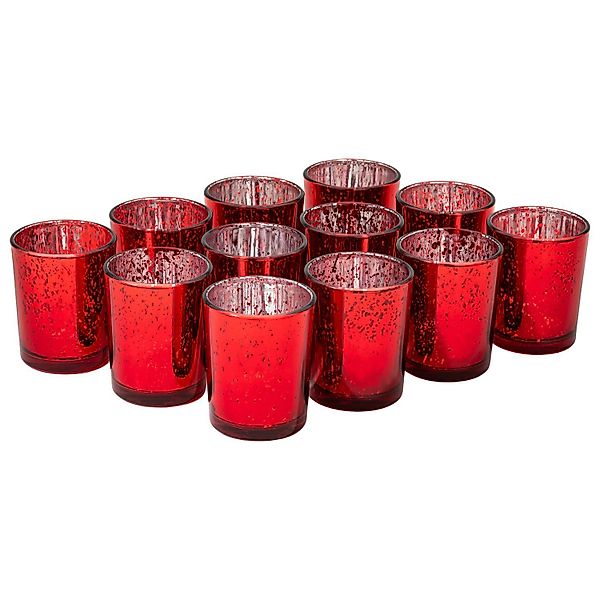 Kamelio Teelichthalter 12er Set Teelichtgläser rot günstig online kaufen