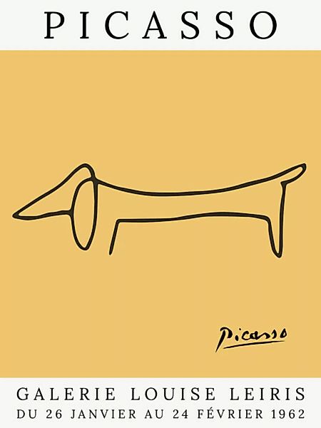 Poster / Leinwandbild - Picasso Hund – Gelb günstig online kaufen