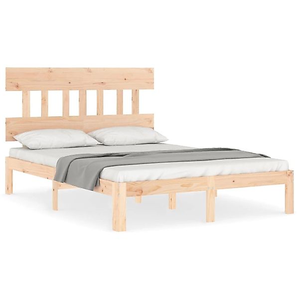vidaXL Bettgestell, Massivholzbett mit Kopfteil 140x190 cm günstig online kaufen