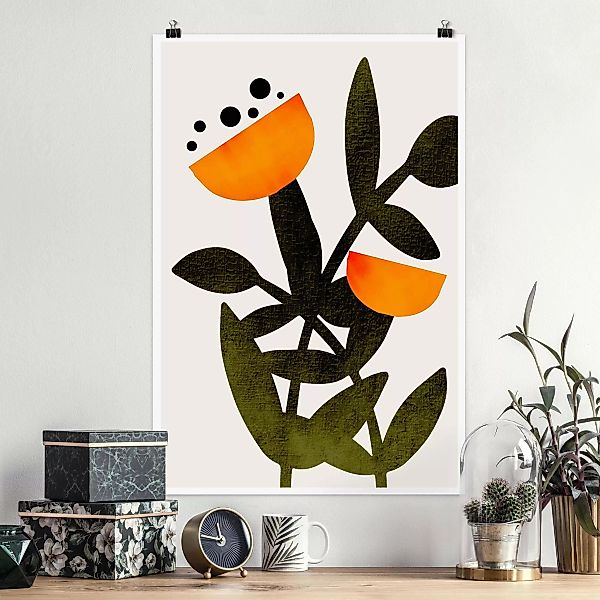 Poster Blüten in Orange günstig online kaufen