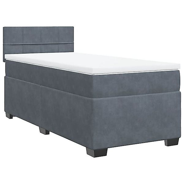 vidaXL Boxspringbett, Boxspringbett mit Matratze Dunkelgrau 90x190 cm Samt günstig online kaufen