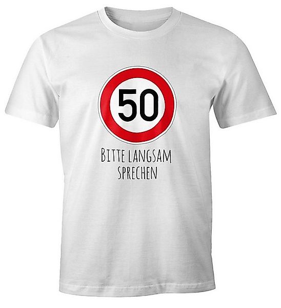 MoonWorks Print-Shirt Herren T-Shirt Geburtstag 50 Straßenschild Tempolimit günstig online kaufen