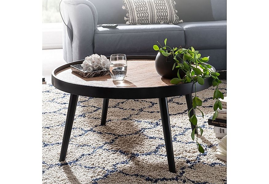 FINEBUY Couchtisch FB74023 Rund 76cm Skandinavisches Design Eiche Wohnzimme günstig online kaufen