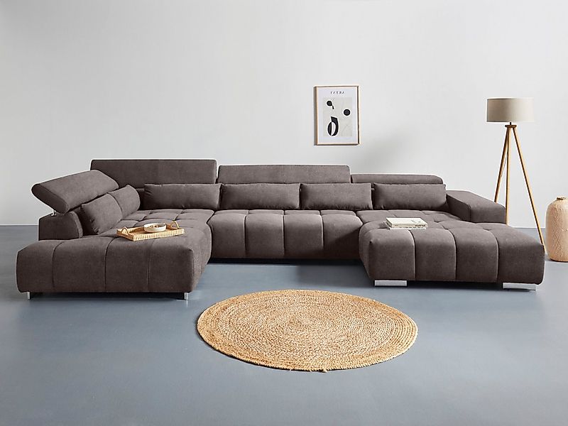 COTTA Wohnlandschaft "Orion U-Form", mit Kopfteilverstellung & 6 Nierenkiss günstig online kaufen