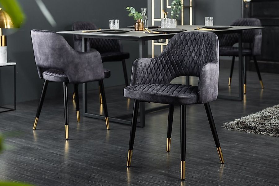 riess-ambiente 4-Fußstuhl PARIS grau / schwarz gold (Einzelartikel, 1 St), günstig online kaufen