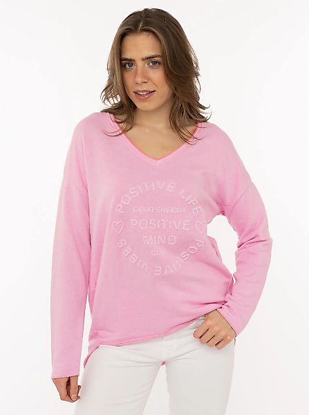 Zwillingsherz Sweatshirt "„Positive Mind Neon Kante”", mit Kontrastnaht, V- günstig online kaufen