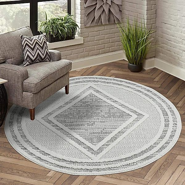 Carpet City Teppich "LINDO 8853" rund 11 mm Höhe Kurzflor, Hochtief-Muster/ günstig online kaufen