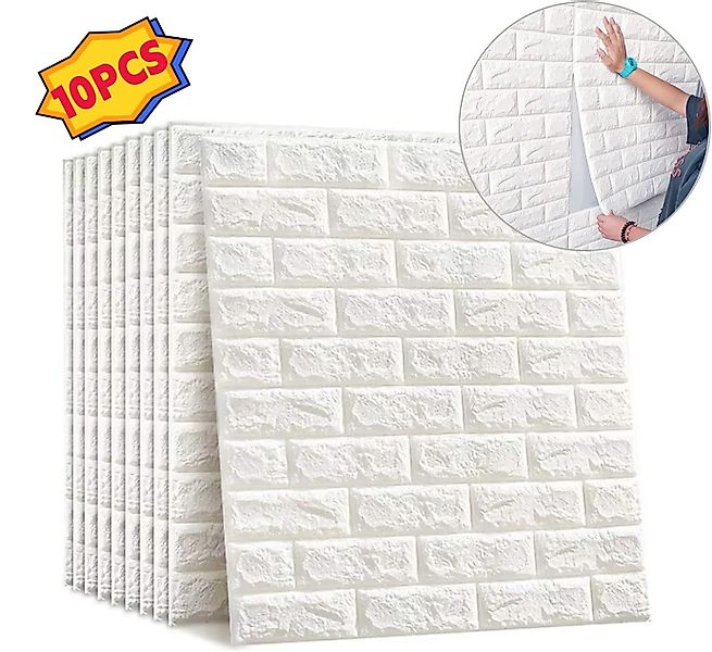 DOPWii Fliesenaufkleber 10PCS 3D Wandpaneele Selbstklebend Tapete Steinopti günstig online kaufen