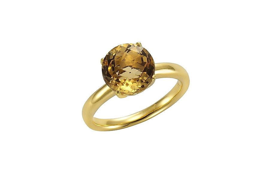 Jamelli Fingerring Silber 925 vergoldet mit echtem Citrin 10mm günstig online kaufen