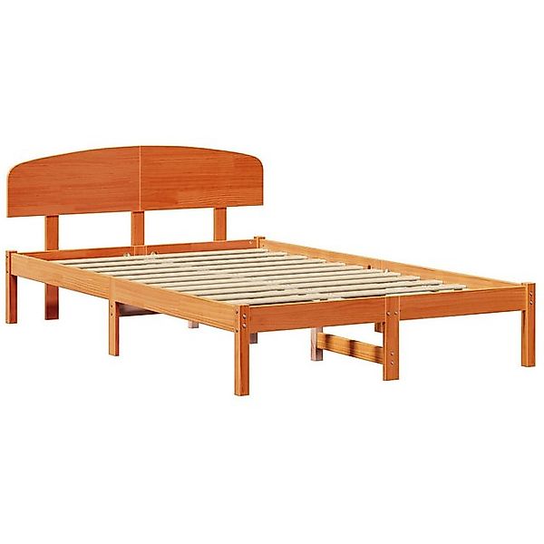 vidaXL Bett Bettrahmen mit Kopfteil gewachst braun 135x190 cm Massivholz Ki günstig online kaufen