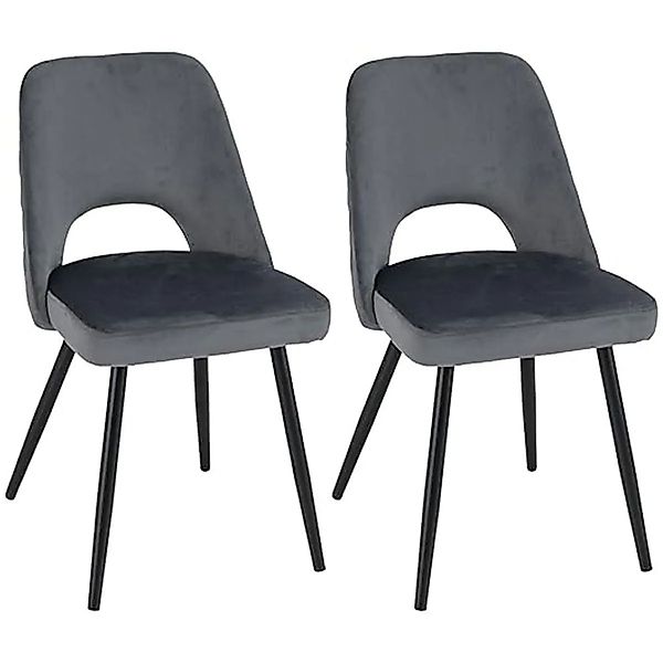 Costway 2er Set Esszimmerstühle mit Rückenlehne & Metallbeinen Grau günstig online kaufen