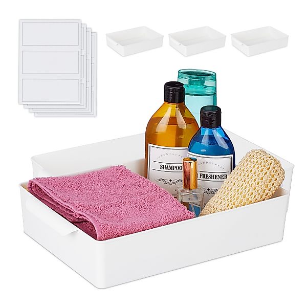 relaxdays Aufbewahrungsbox Flache Aufbewahrungsbox im 4er günstig online kaufen