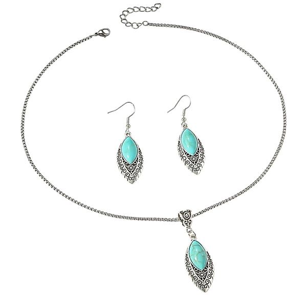 KARMA Schmuckset Boho Altsilber Türkis Damen günstig online kaufen