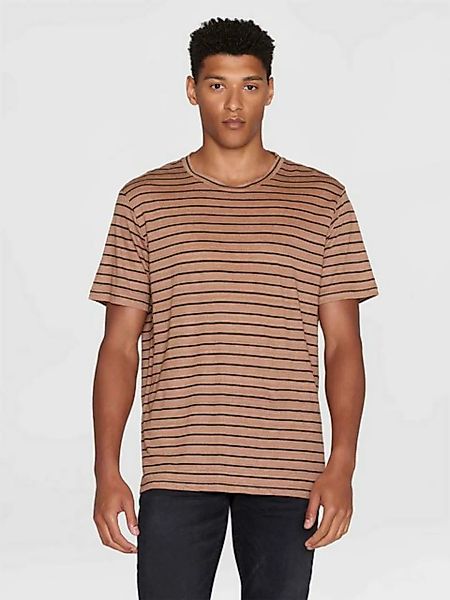 KnowledgeCotton Apparel T-Shirt Regular Linen Striped T-Shirt günstig online kaufen