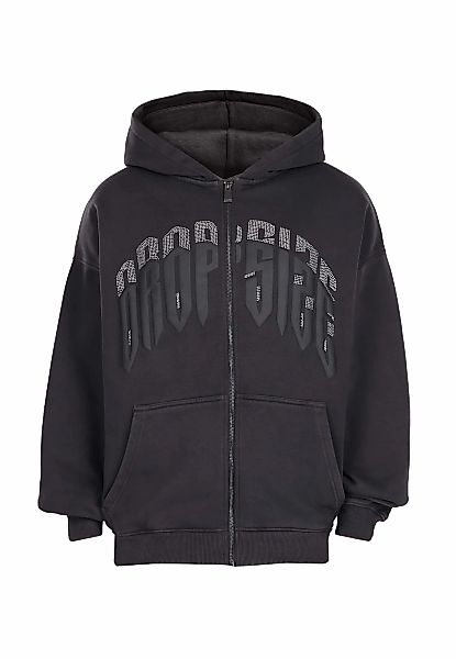 Dropsize Sweatjacke "Dropsize LAYERED RHINESTONE PRINT ZIP HOODIE" günstig online kaufen
