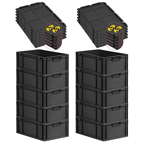 PROREGAL SparSet 10x Eurobox Nextgen Grip Mit Auflagedeckel Und Gelben Vers günstig online kaufen
