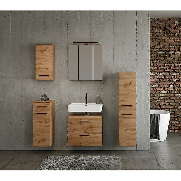 Held Möbel 2-tlg. Unterbecken-Set Florenz 60 cm Wotaneiche günstig online kaufen